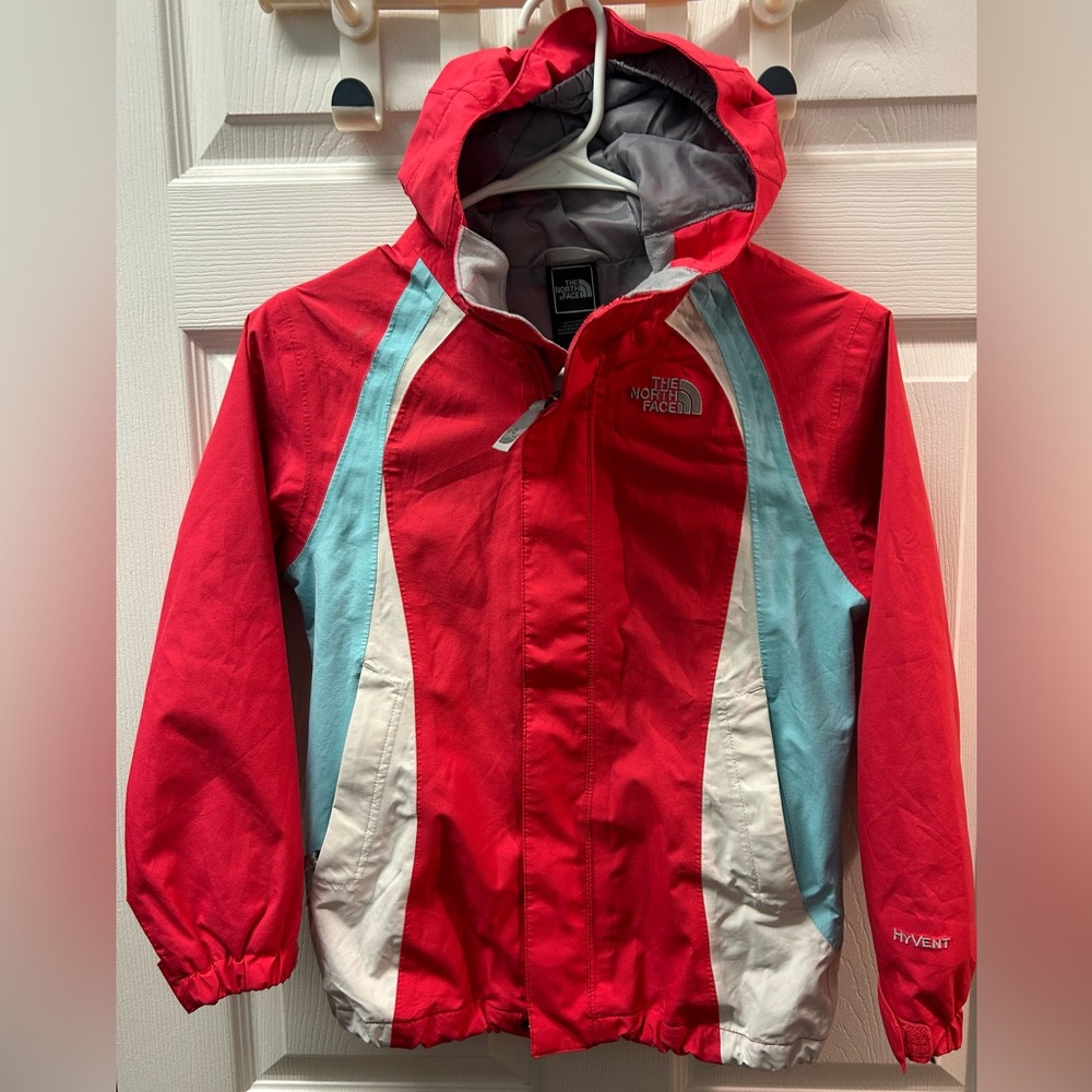 The North Face Kids Coral and Blue Raincoat / snow jacket. Sm 7/8